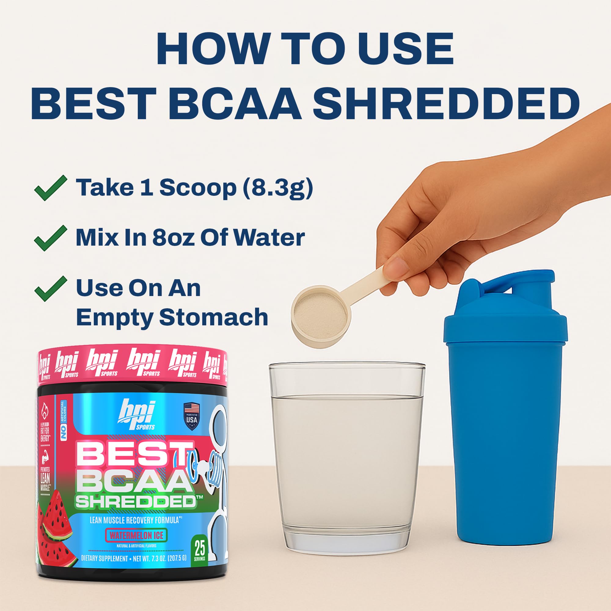 Uso previo al entrenamiento con BPI Best BCAA Shredded para energía sin cafeína