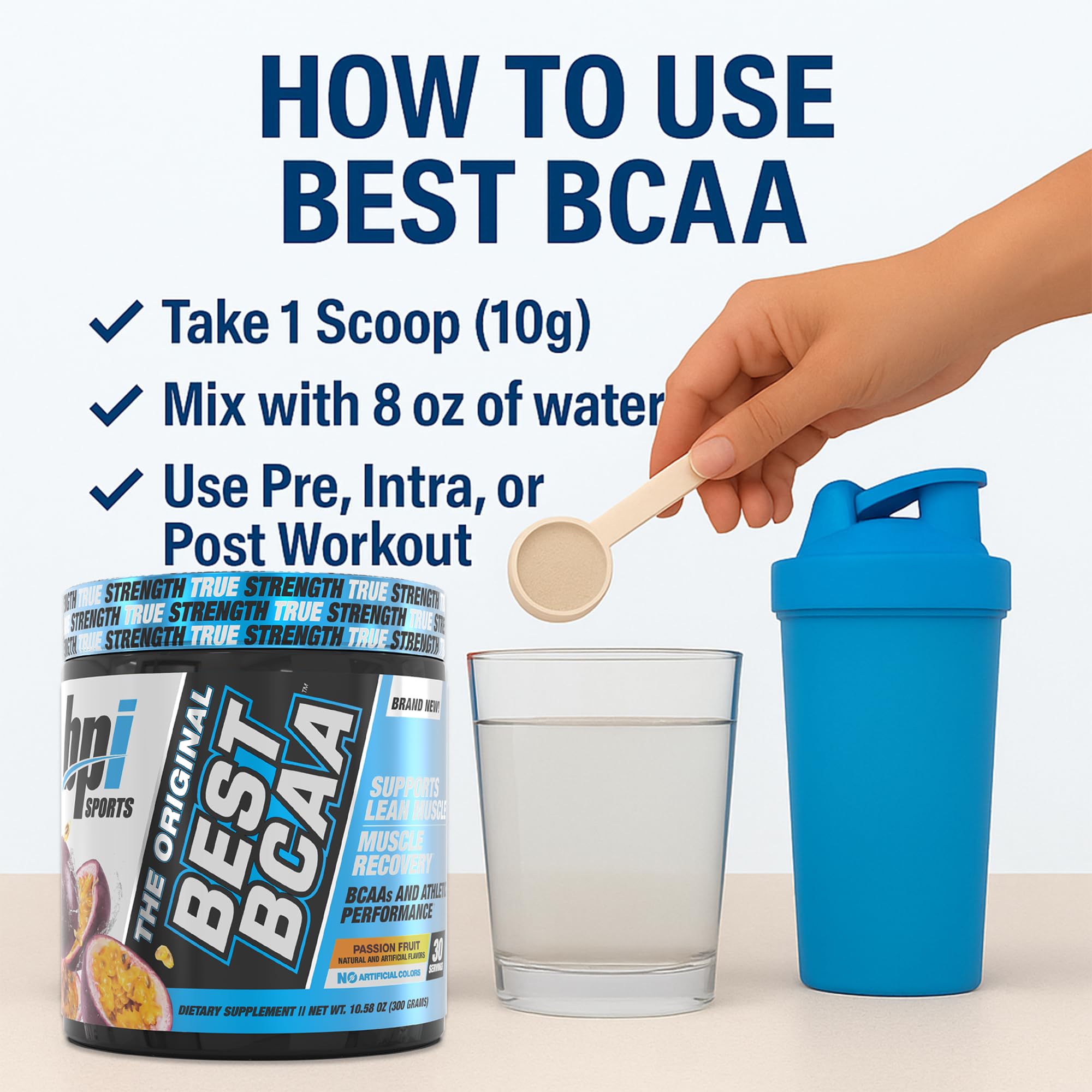 Mezcla rápida de Best BCAA en agua para rendimiento.