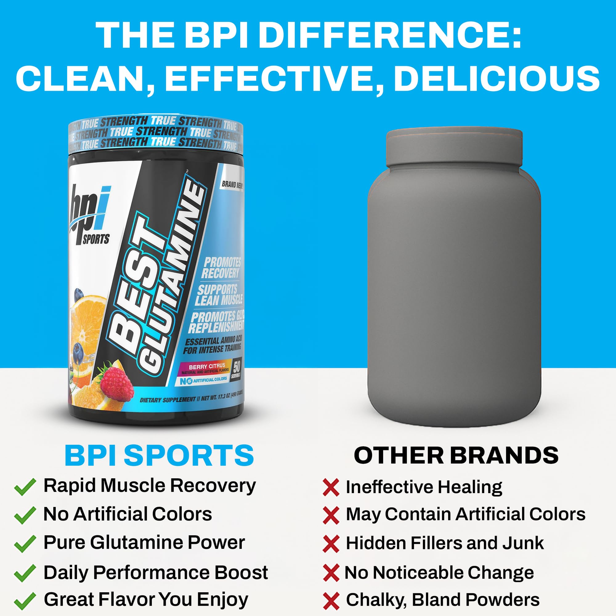 BPI Sports Glutamina L, sabor baya cítrico para entrenar