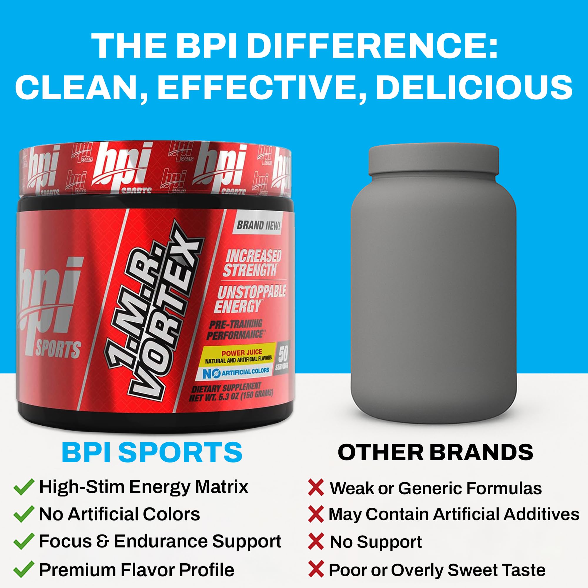 BPI Sports 1.M.R Vortex, ingredientes clave para energía y enfoque.