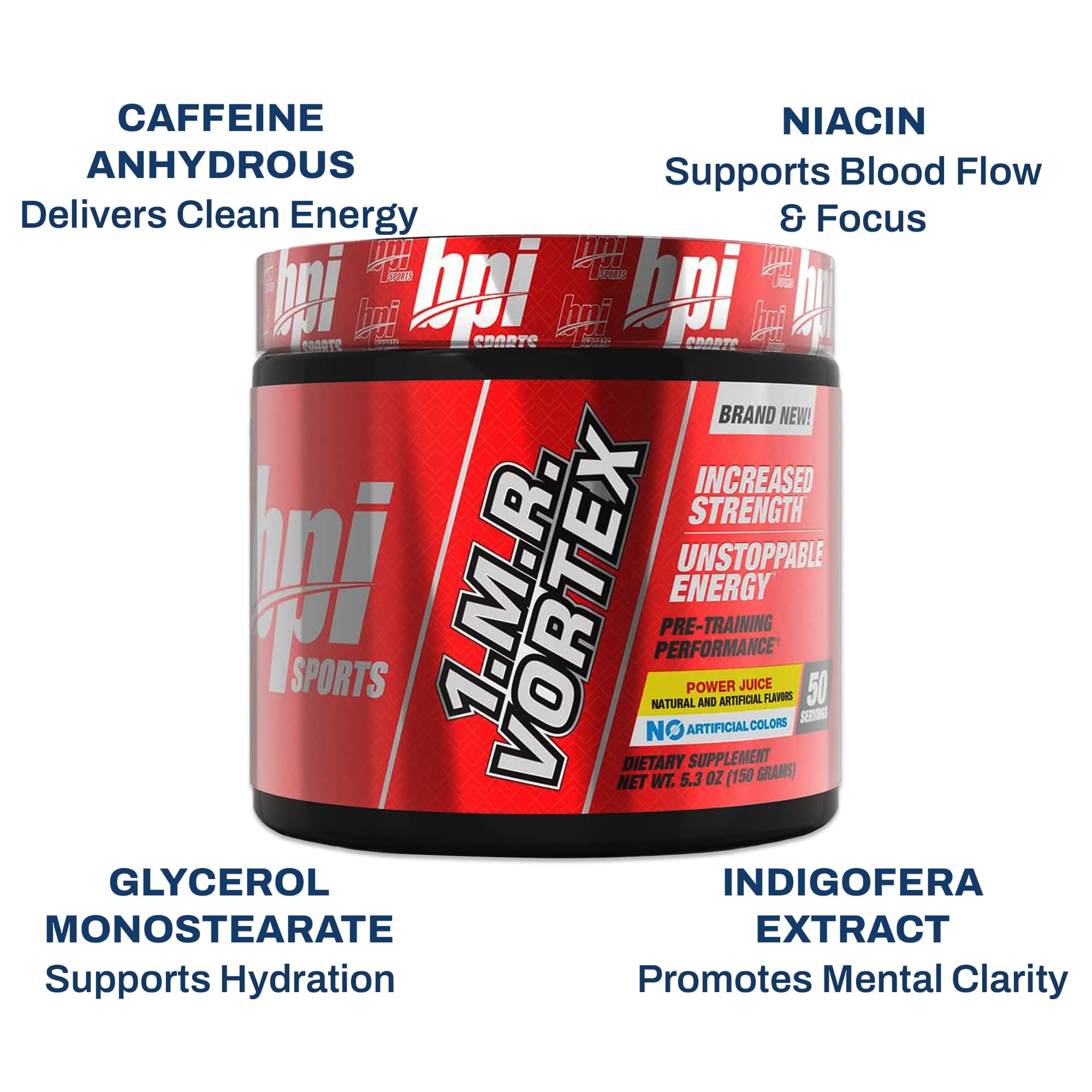 BPI Sports 1.M.R Vortex, polvo finamente molido para mezclar sin grumos.