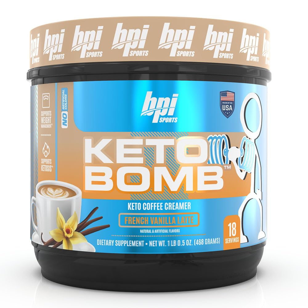 BPI Sports Keto Bomb crema cafe vainilla francesa, ideal para empezar el día con sabor.