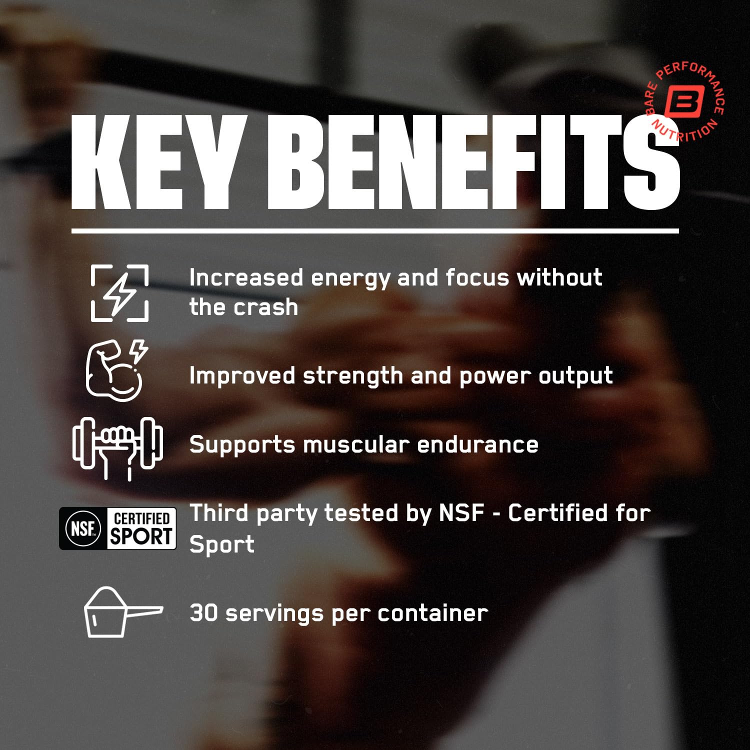 BPN Flight Pre Workout etiqueta detalla los ingredientes para rendimiento.