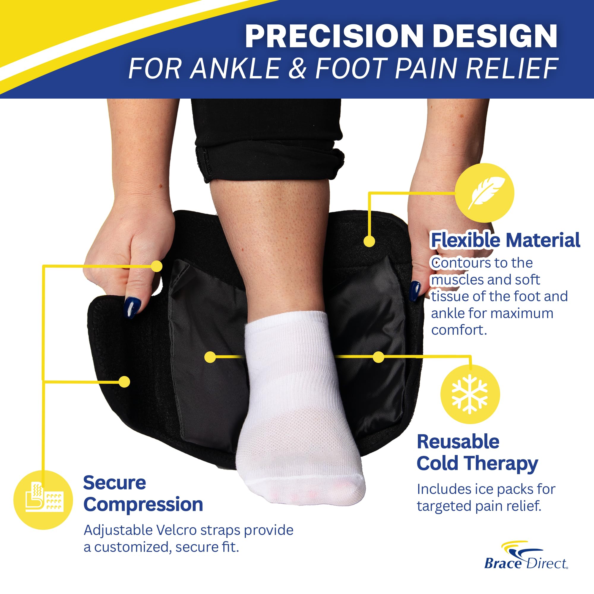 Brace Direct diseño universal tobillo izquierda derecha para uso ambidiestro.