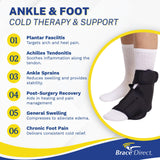 Brace Direct pack gel tobillo-pie reutilizable para enfriamiento prolongado.