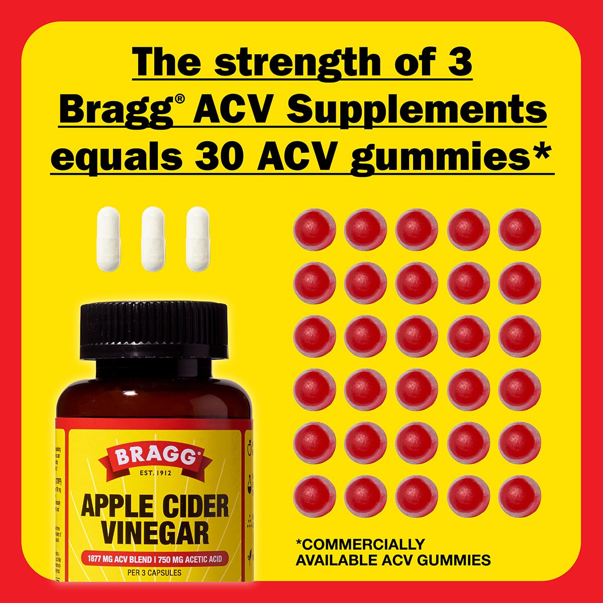 Bragg ACV Capsulas sin azúcar, opción de suplemento limpio.