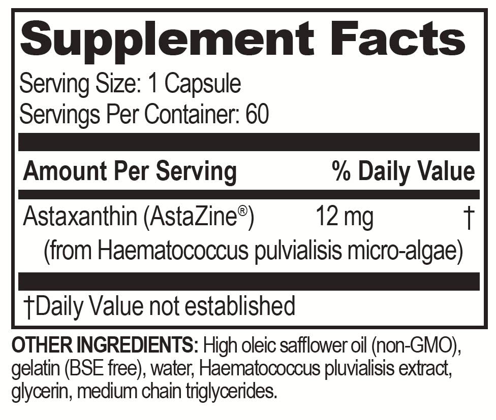 Brain Bean Astaxantina Ultra Pura 12mg botella para uso diario y claridad mental