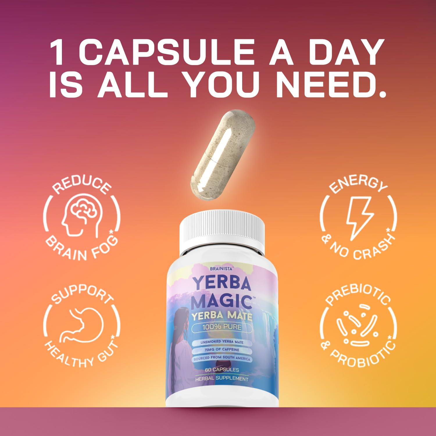 Brainista Yerba Magic: persona trabajando en escritorio con energía sostenida.