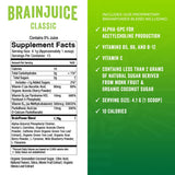 BrainJuice Classic vaso-energía clara para sesiones productivas.