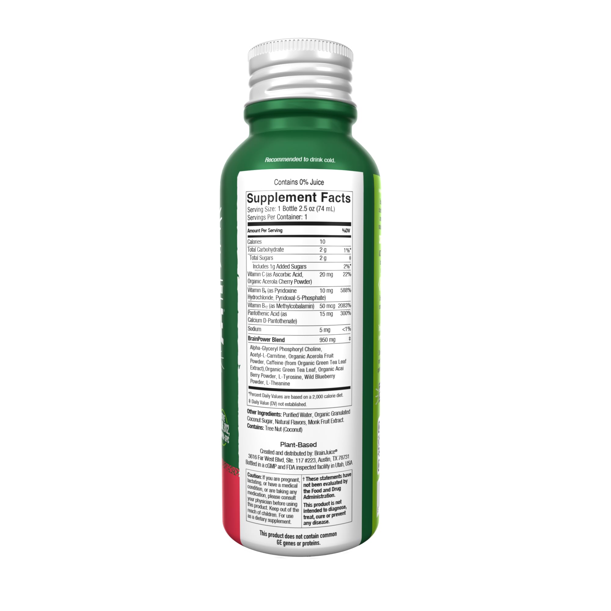 BrainJuice sabor fresa limón con energía refrescante