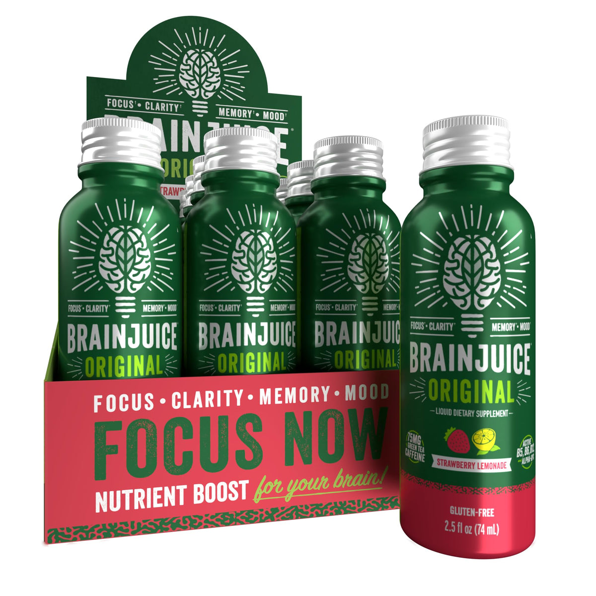BrainJuice shot botella 2.5oz: apoyo rápido para enfoque y energía