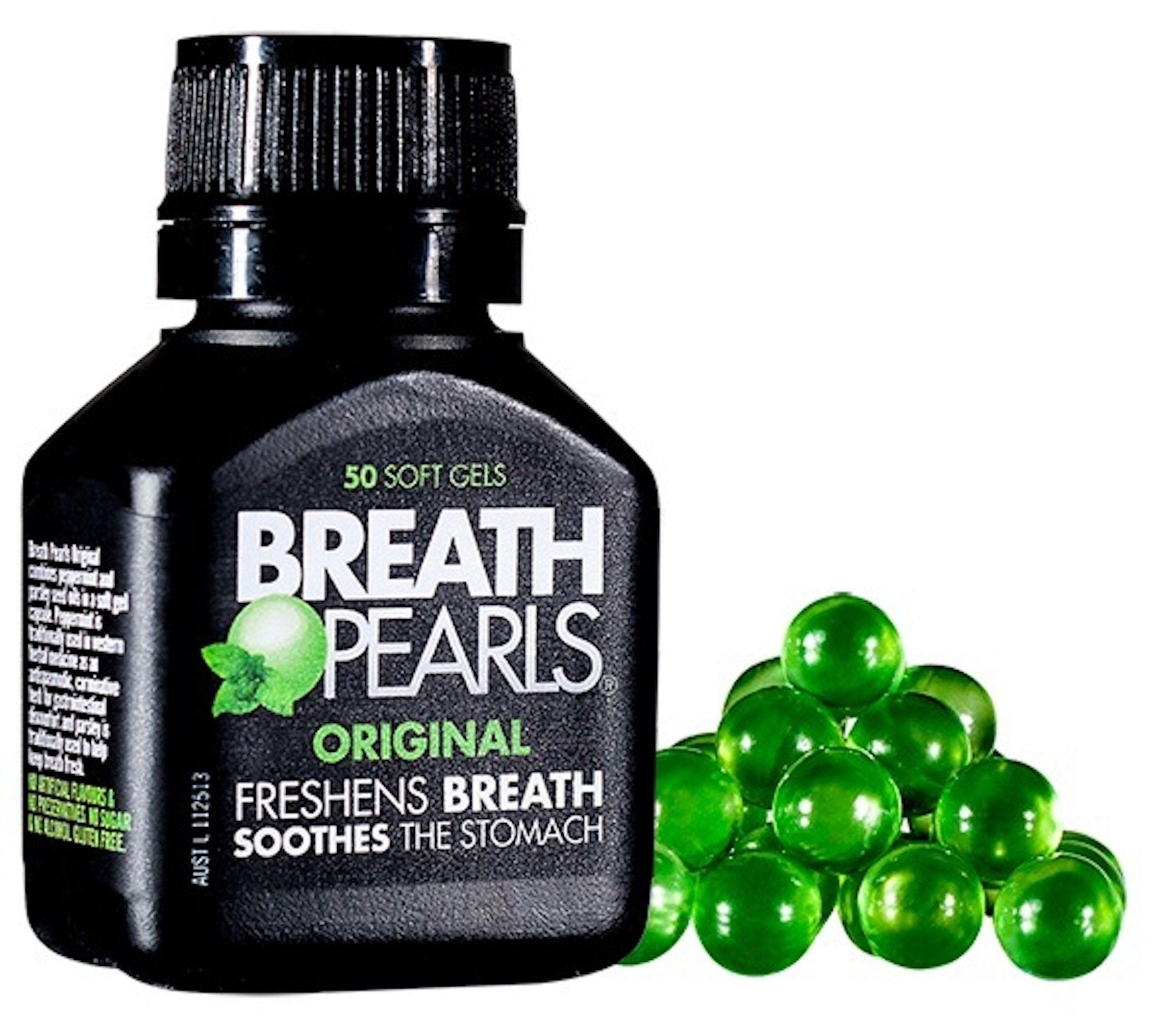 Breath Pearls aliento fresco en botella para refrescar tras las comidas