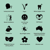 Breath Pearls etiqueta del producto, ingredientes naturales para frescura diaria.