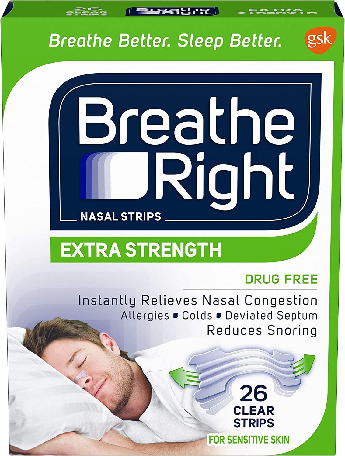 Breathe Right paquete de 78 cintas nasales para respiración más cómoda