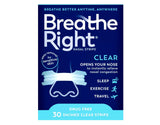 Tira nasal transparente de Breathe Right para uso diario y descanso cómodo.