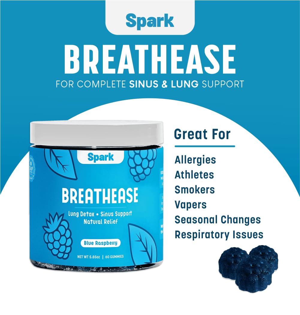Envase de BreathEase gummies en vidrio, práctico para almacenamiento en casa.