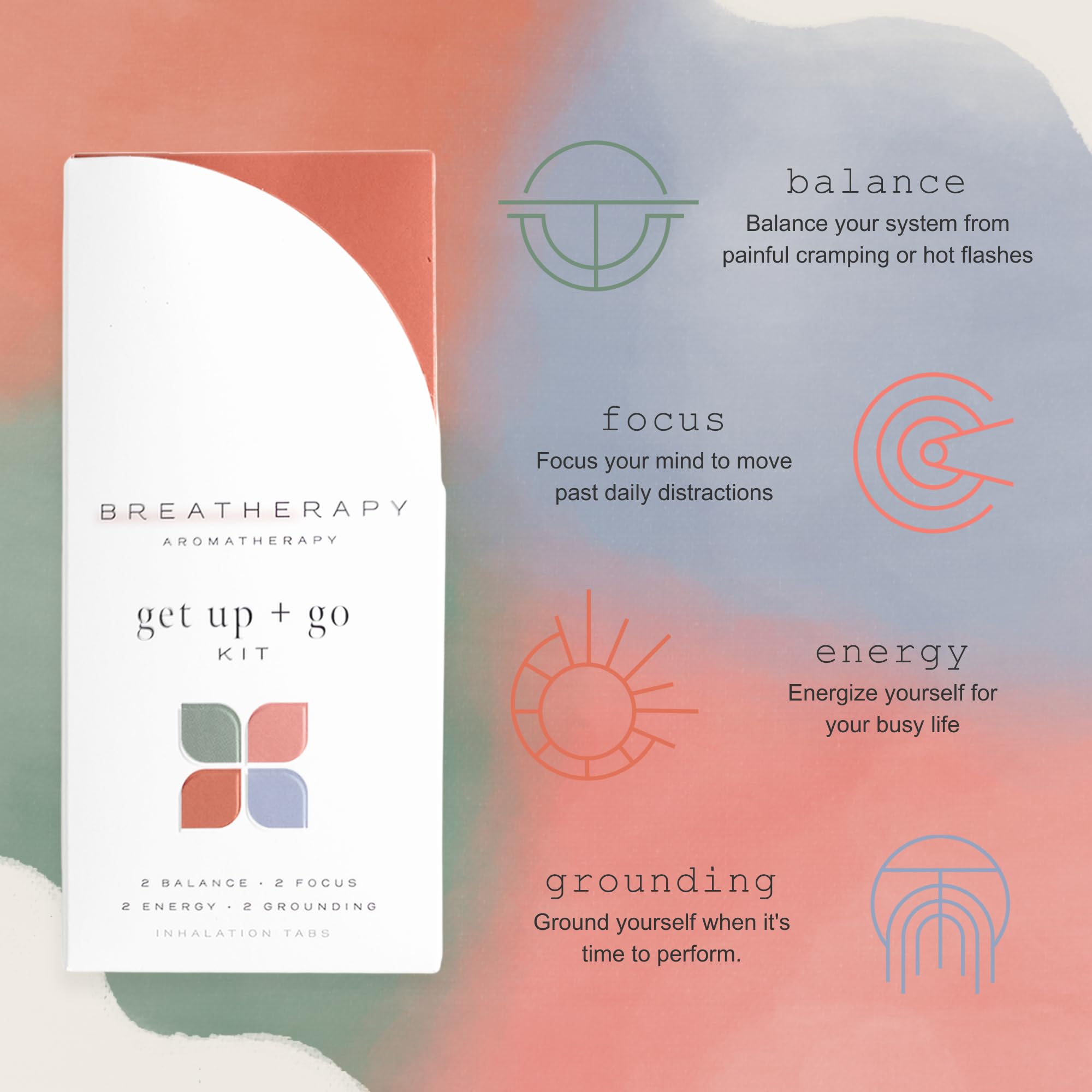 Breatherapy Get Up + Go Kit equilibrio: aroma suave para momentos de decisión.
