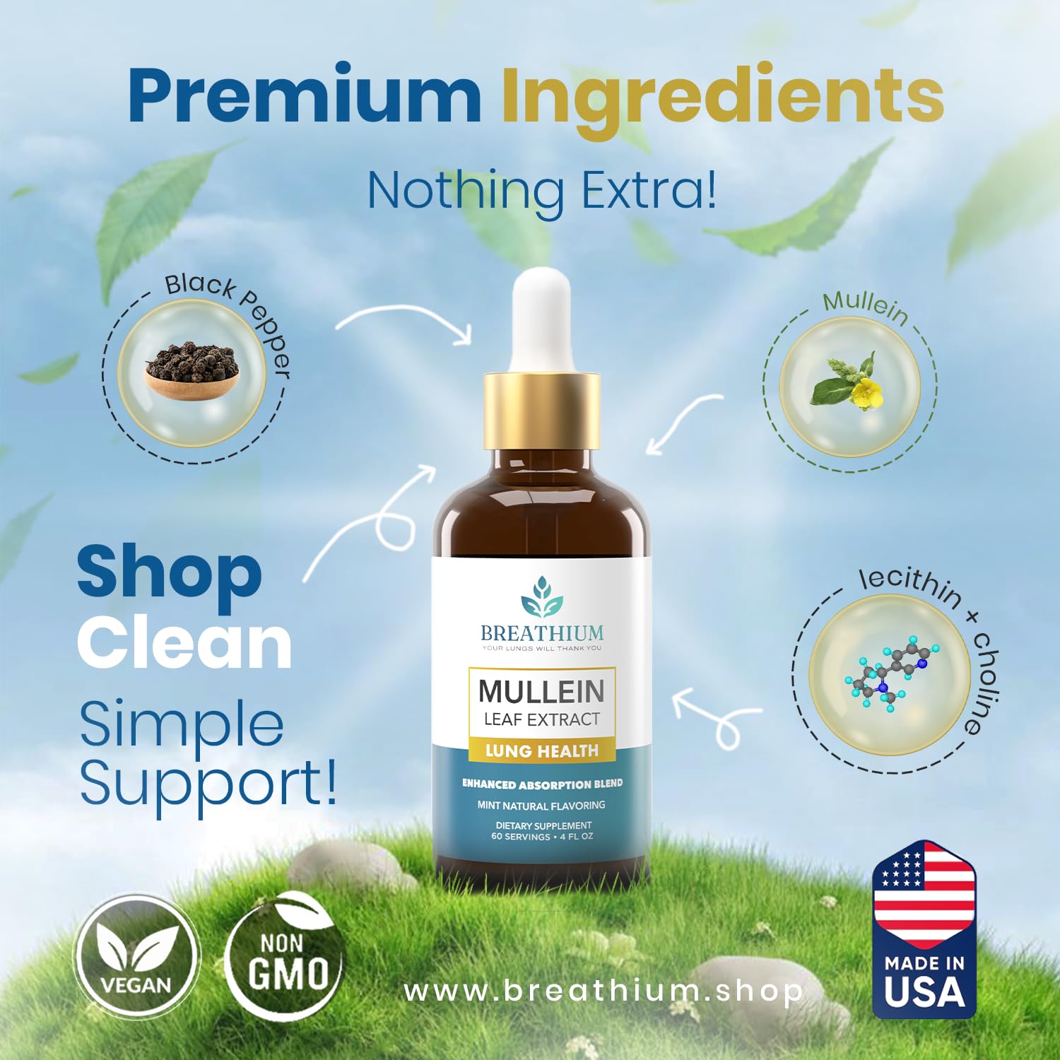 Breathium Gotas Verbascum - Sabor a menta para experiencia refrescante