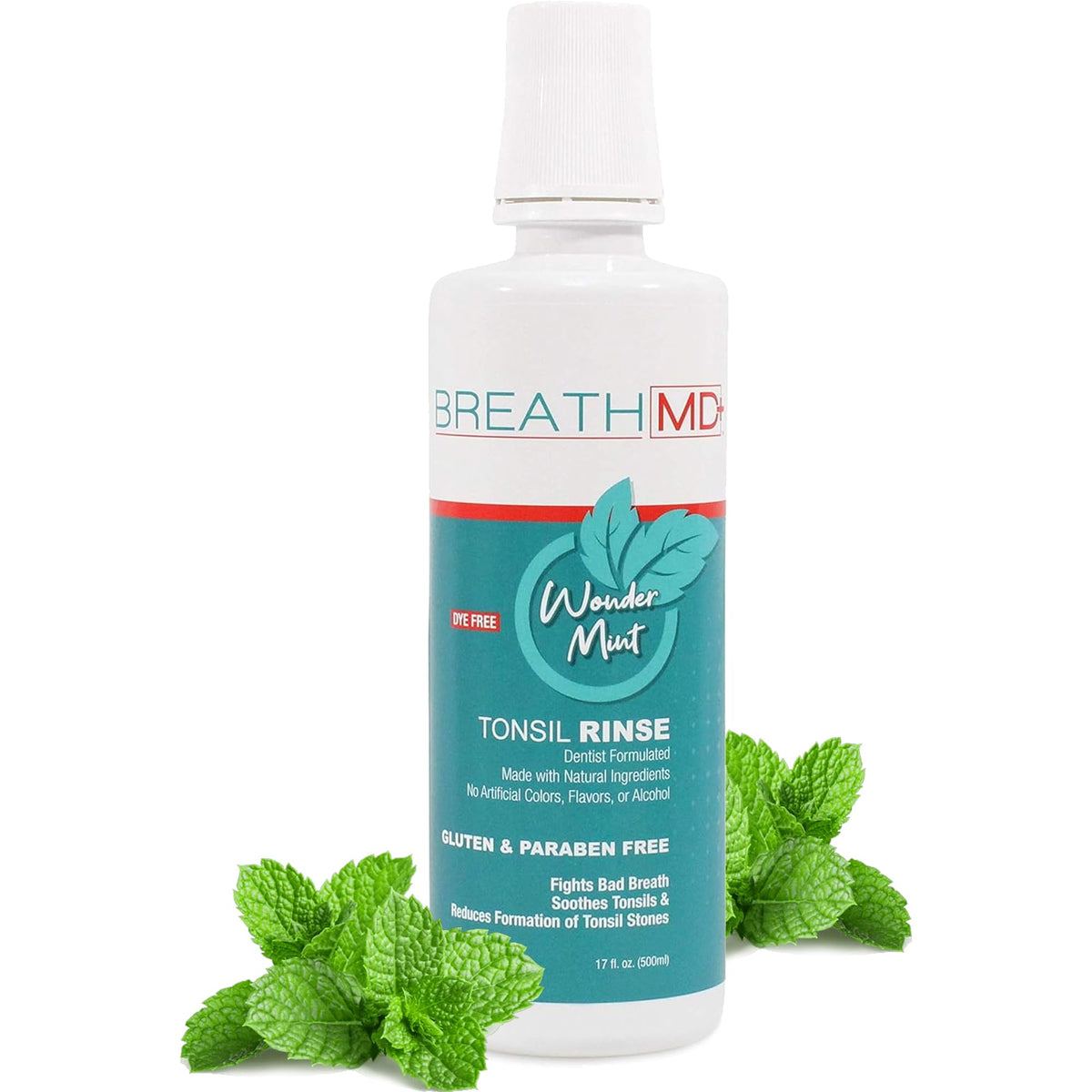BreathMD botella-vertido para enjuague natural que aporta frescura diaria.
