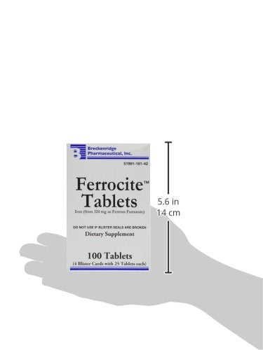 Breckenridge Ferrocite Tabletas: blister con 25 tabletas para dosis diarias.