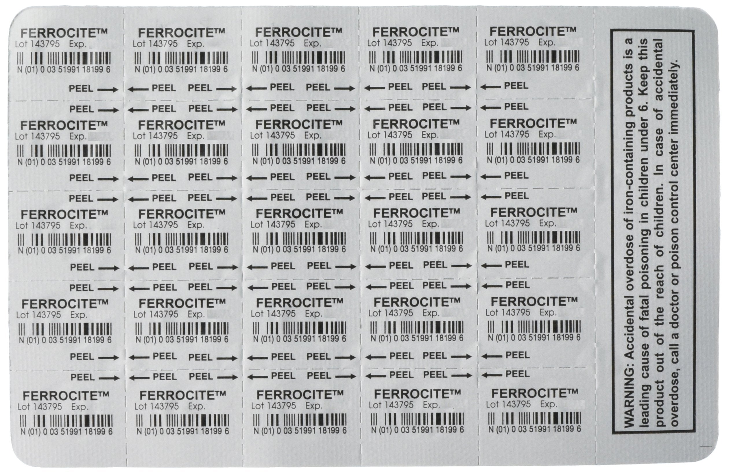 Breckenridge Ferrocite Tabletas: tabletas de 324 mg listas para tomar.