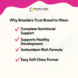 Breeder’s Edge Breed to Wean comprimidos: vitaminas y antioxidantes para energía materna.