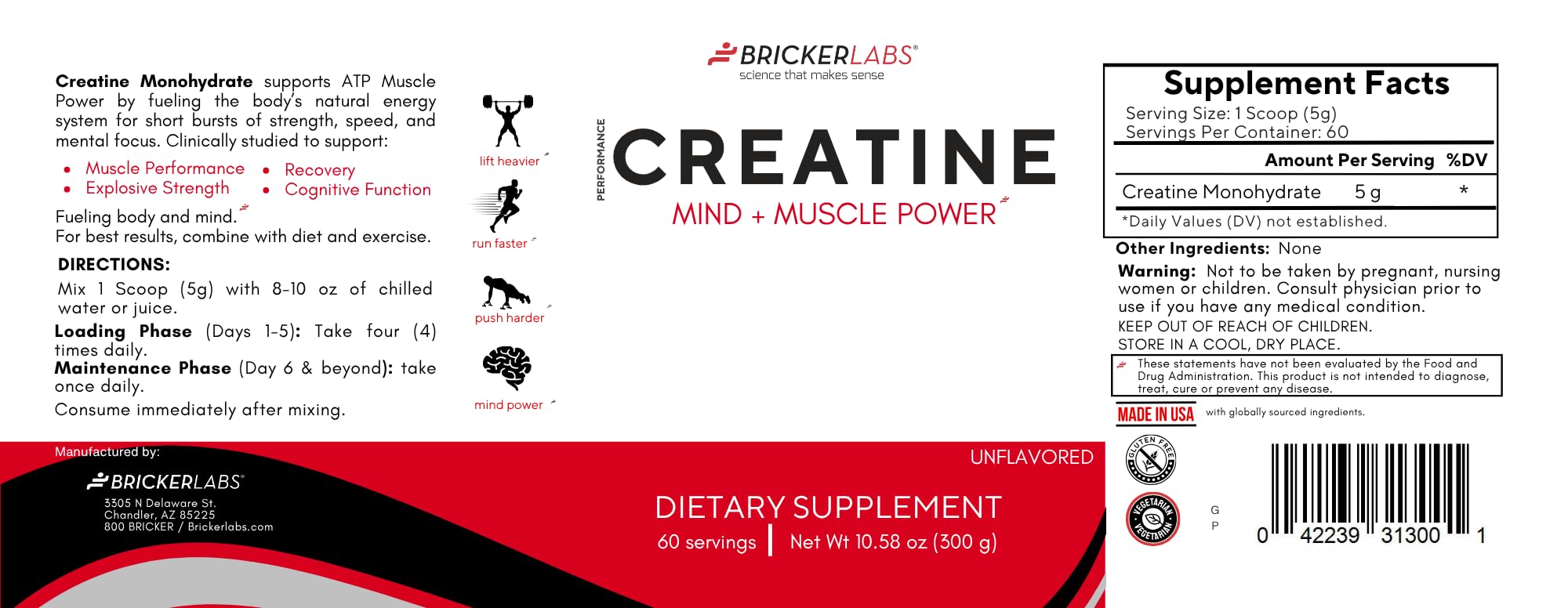 Bricker Labs Creatina Monohidrato: fabricación en EE. UU. en instalaciones certificadas