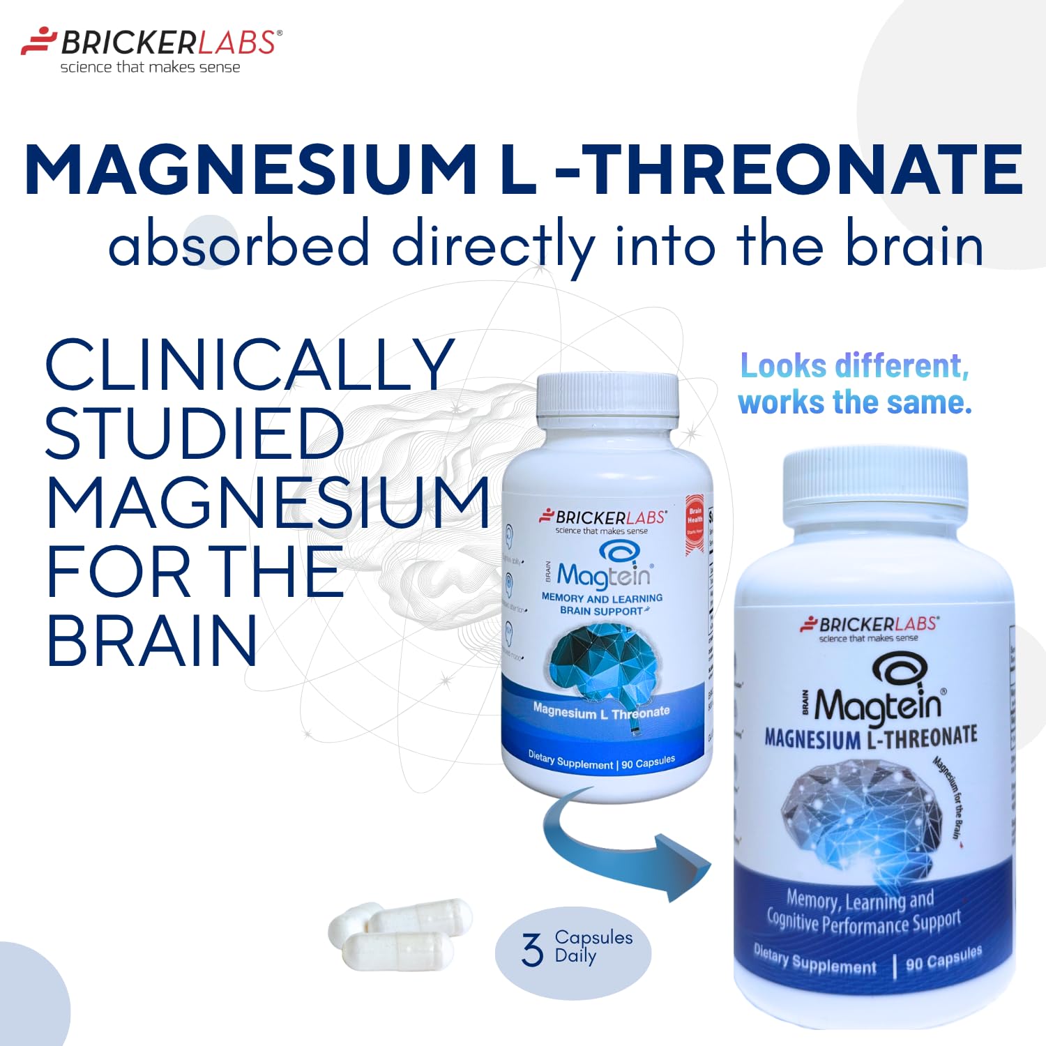 Bricker Labs Magtein: etiqueta de ingredientes para claridad y confianza de compra.