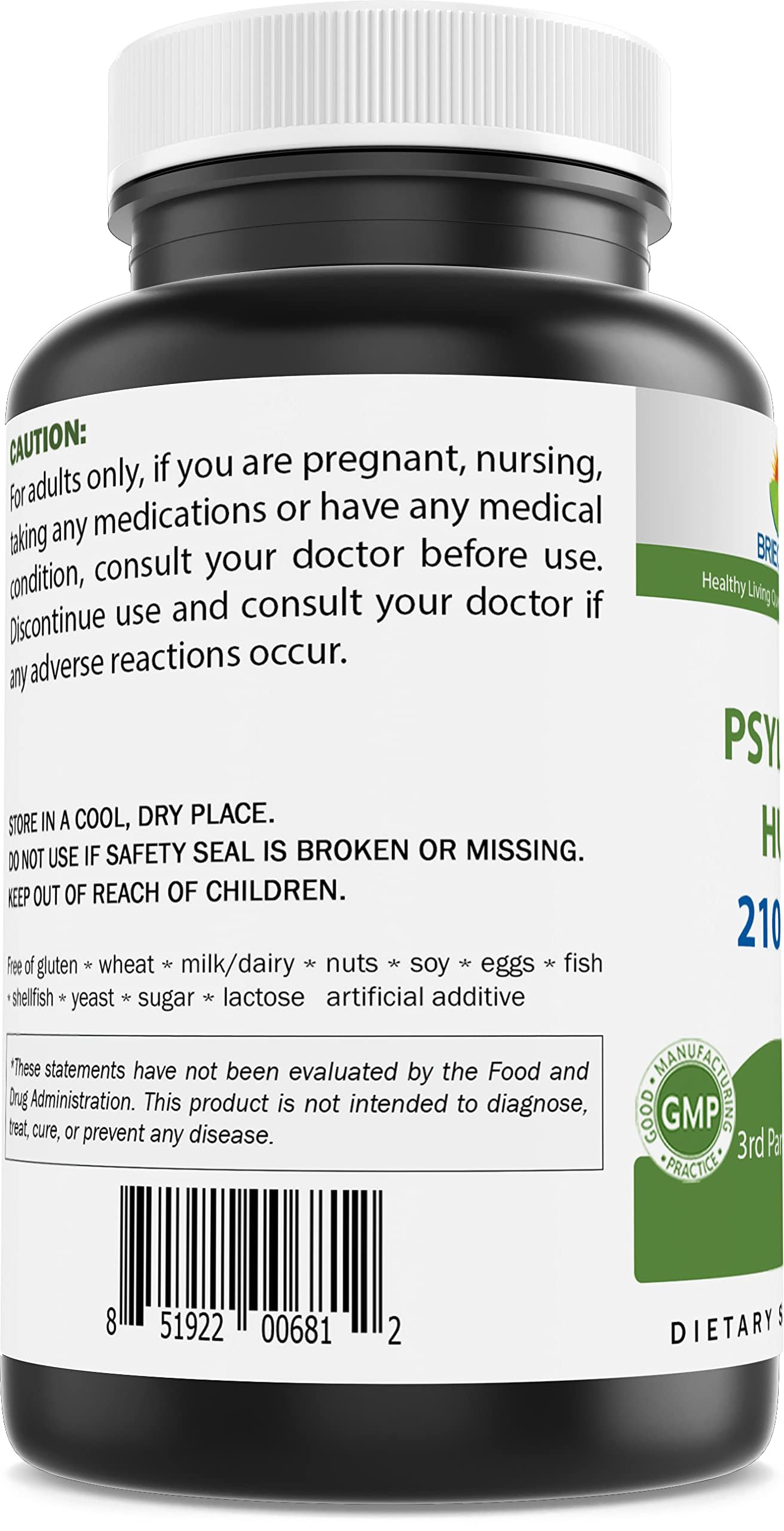 Brieofood: etiqueta del producto psyllium para identificación fácil