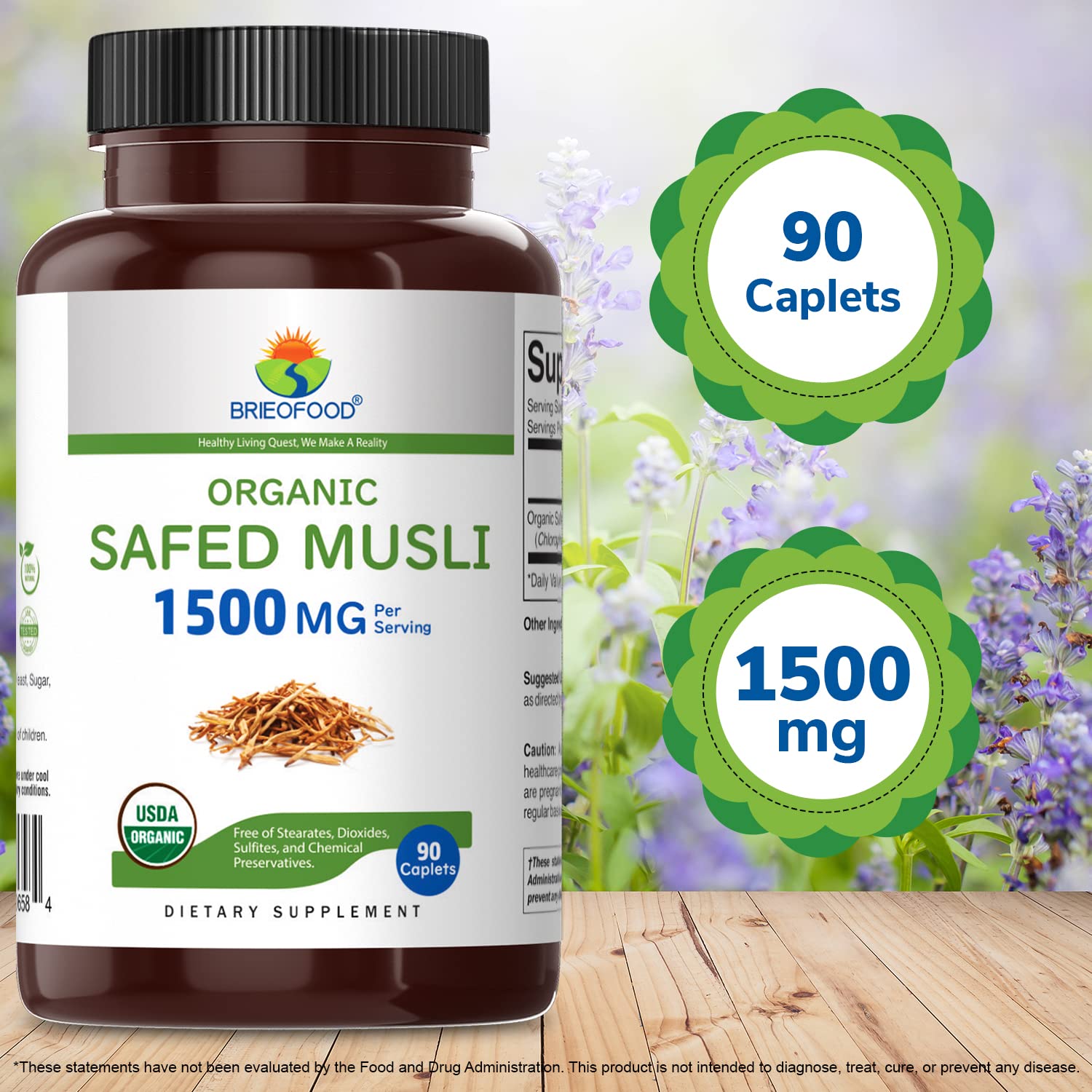 Brieofood Safed Musli con certificación orgánica y control de calidad