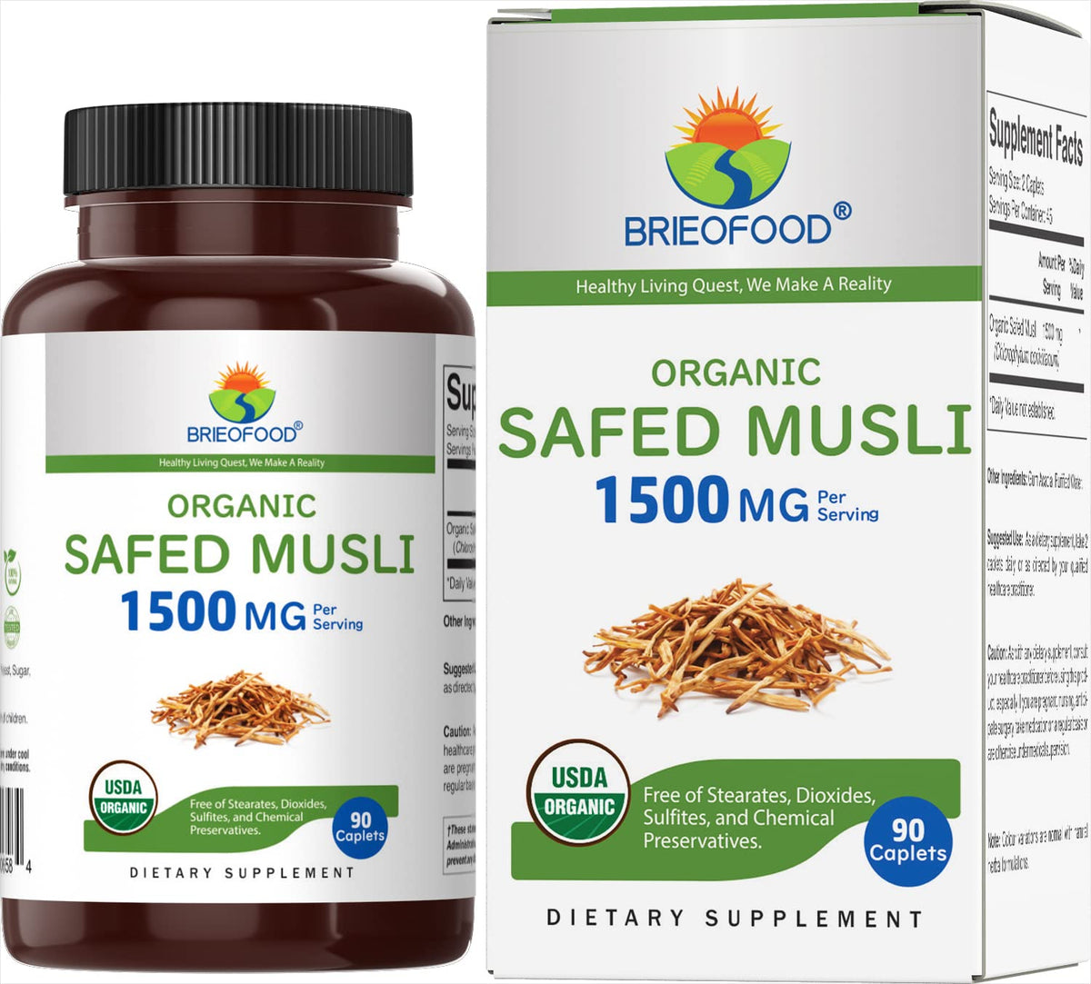 Brieofood Safed Musli: tabletas vegetarianas para ingesta diaria conveniente