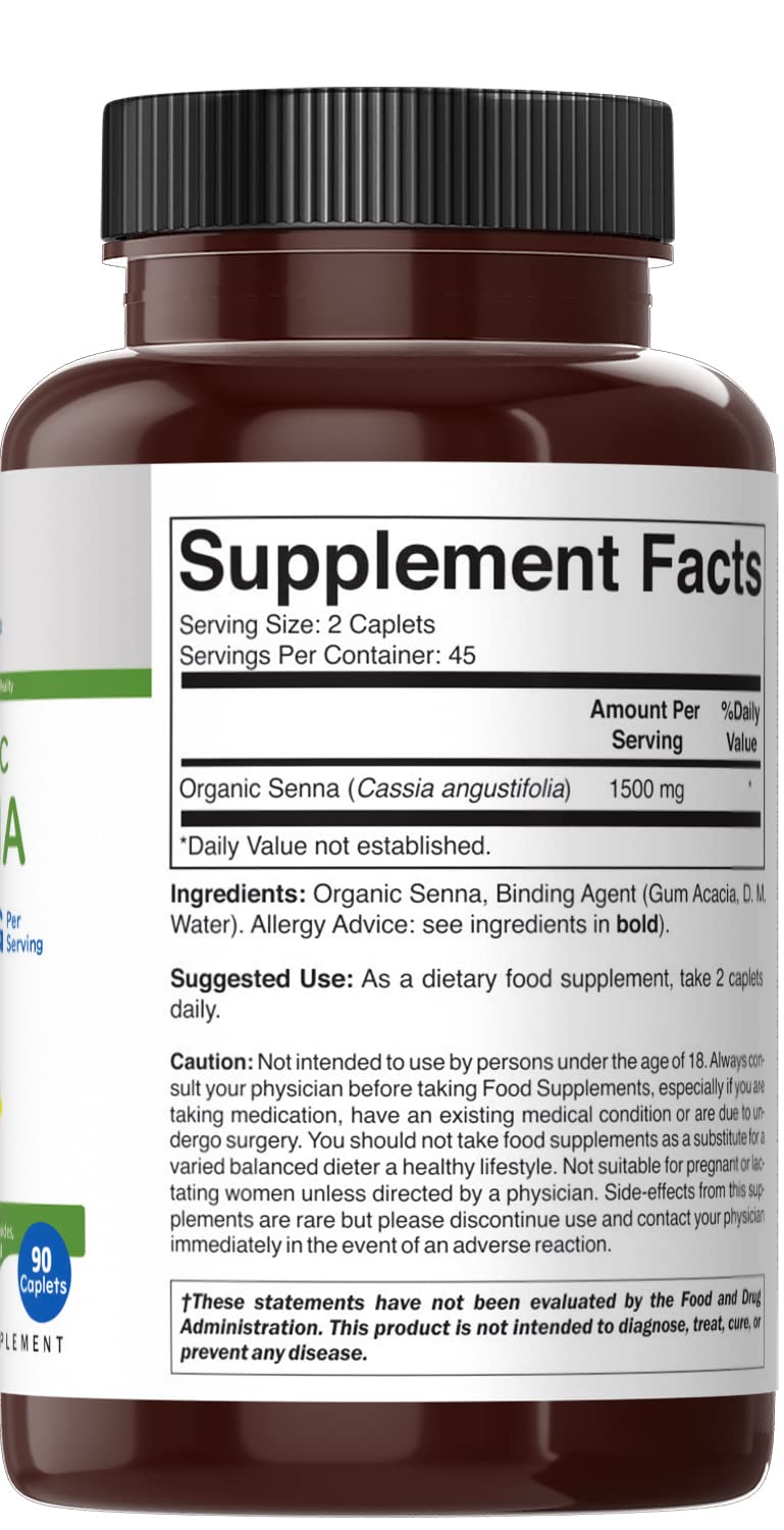 Brieofood Senna etiqueta orgánica, lista de ingredientes clara para compra informada