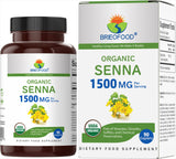 Brieofood Senna orgánico 1500 mg, 90 comprimidos vegetarianos para consumo diario