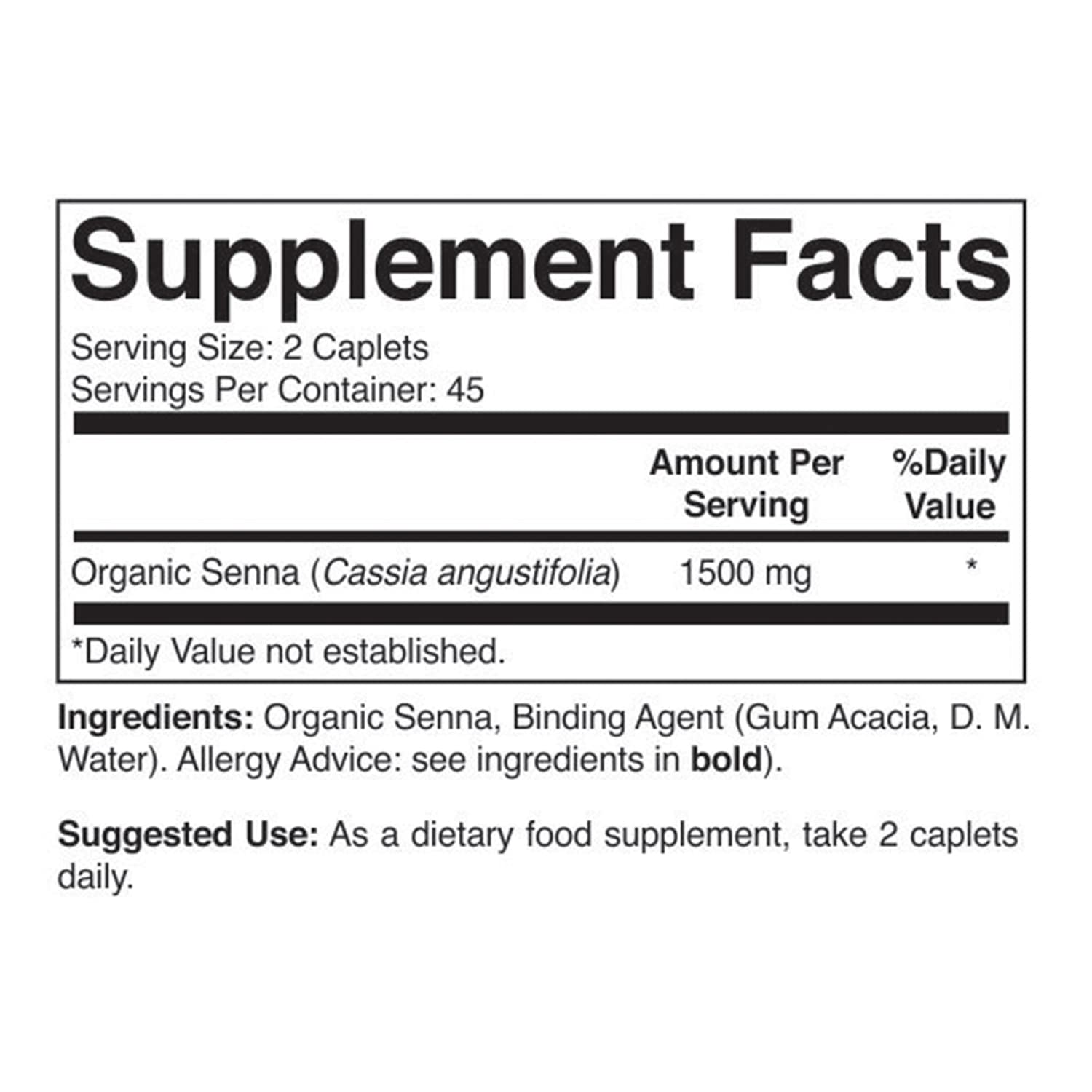 Brieofood Senna comprimidos vegetarianos, etiqueta clara y certificación orgánica visible