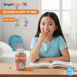 BrightKids ingredientes DHA-omega-3 en gomitas, apoyo potencial a la atención.