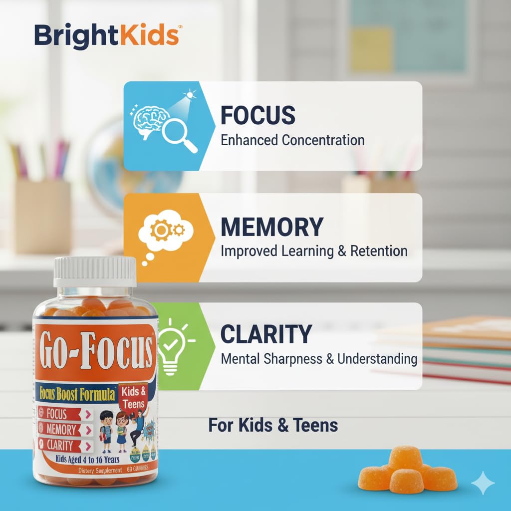 BrightKids gomitas sabor fruta para niños, ideal para consumo diario.