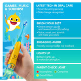 BriteBrush Baby Shark cabezal vibrante para limpieza eficaz.