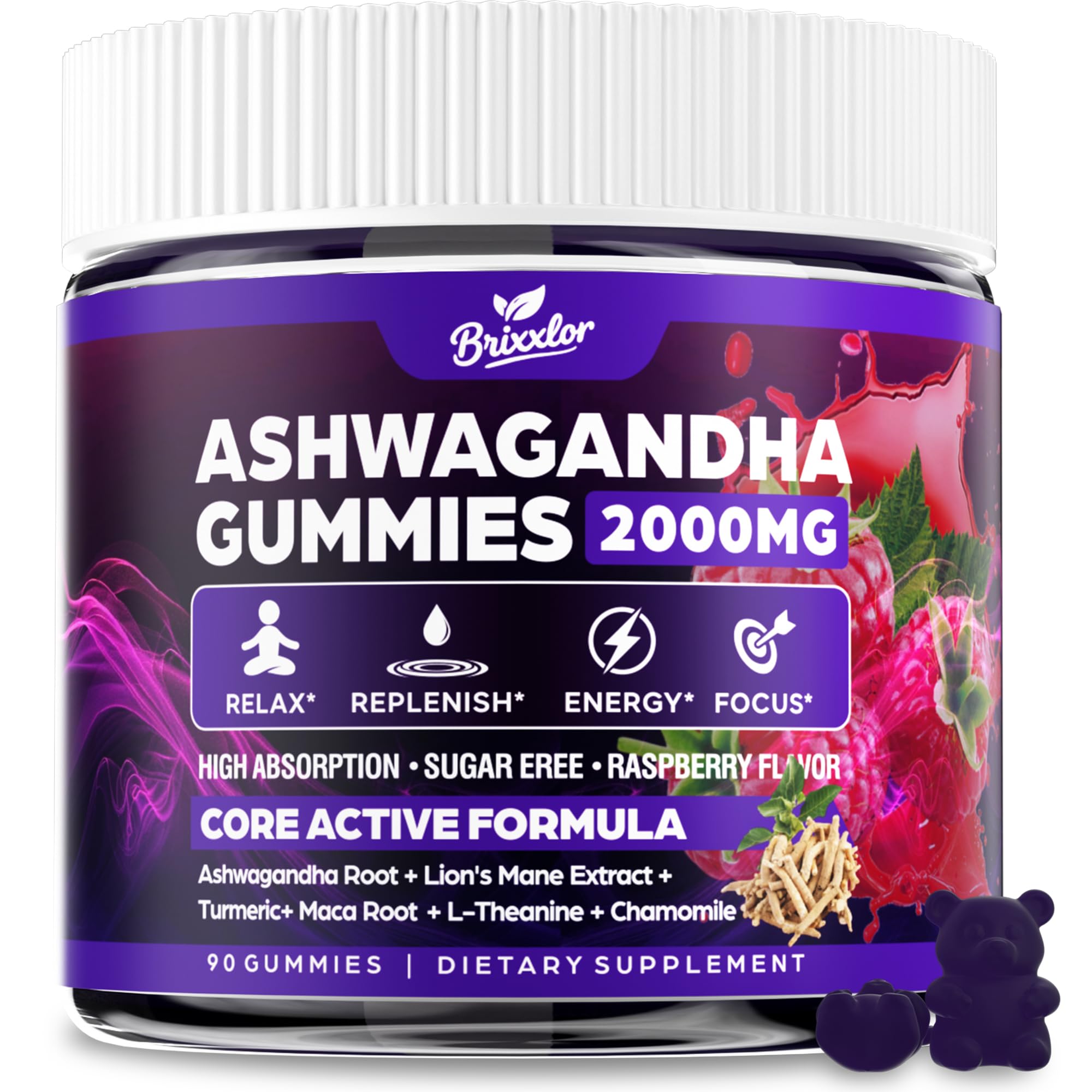 Gomitas de Ashwaganda Brixxlor 2000mg: apoyo al cortisol y bienestar diario