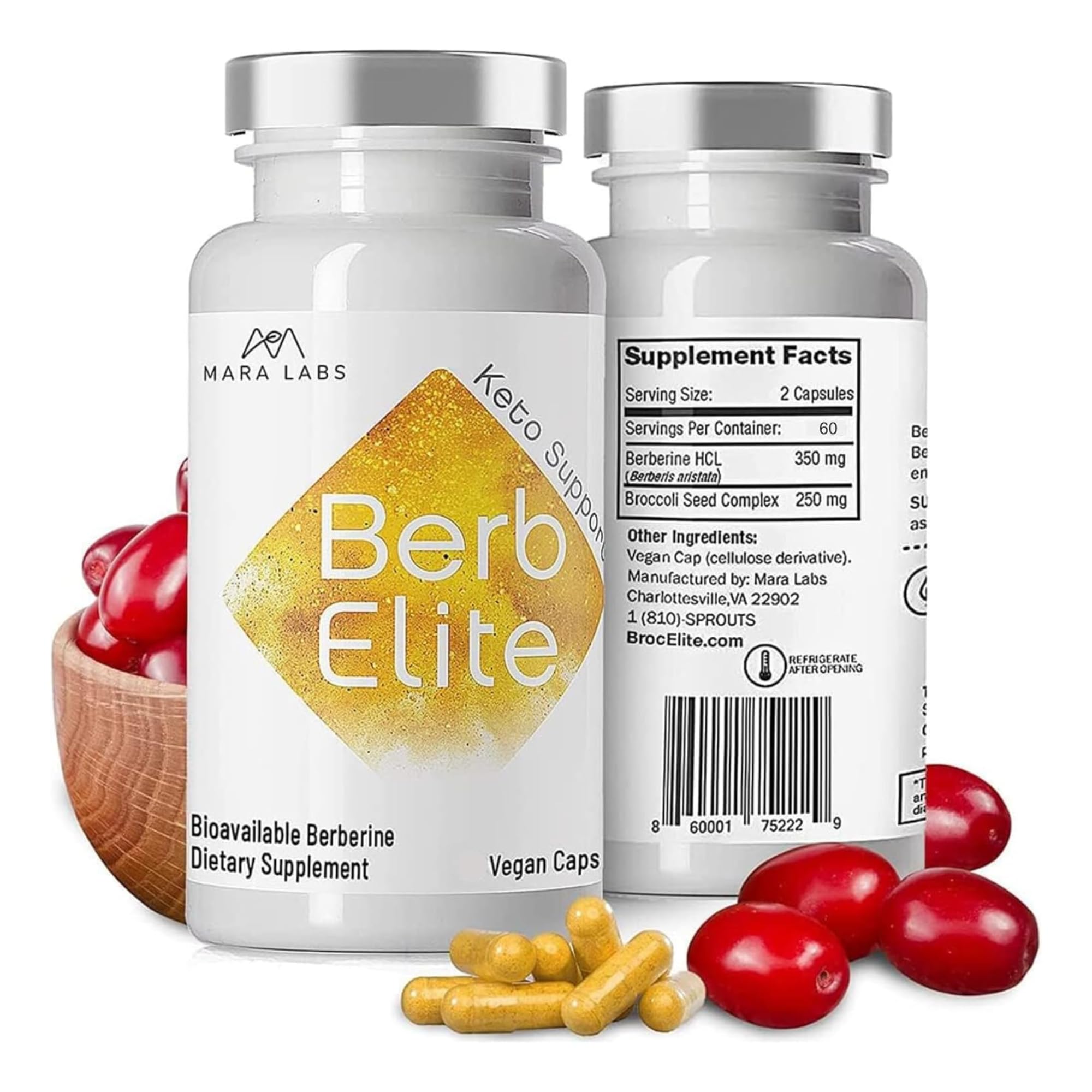 BrocElite BerbElite envase frontal con cápsulas veganas para biodisponibilidad
