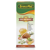 BRONCOMIEL: botella de jarabe de miel con propóleos y flor de sauco, listo para consumo diario.