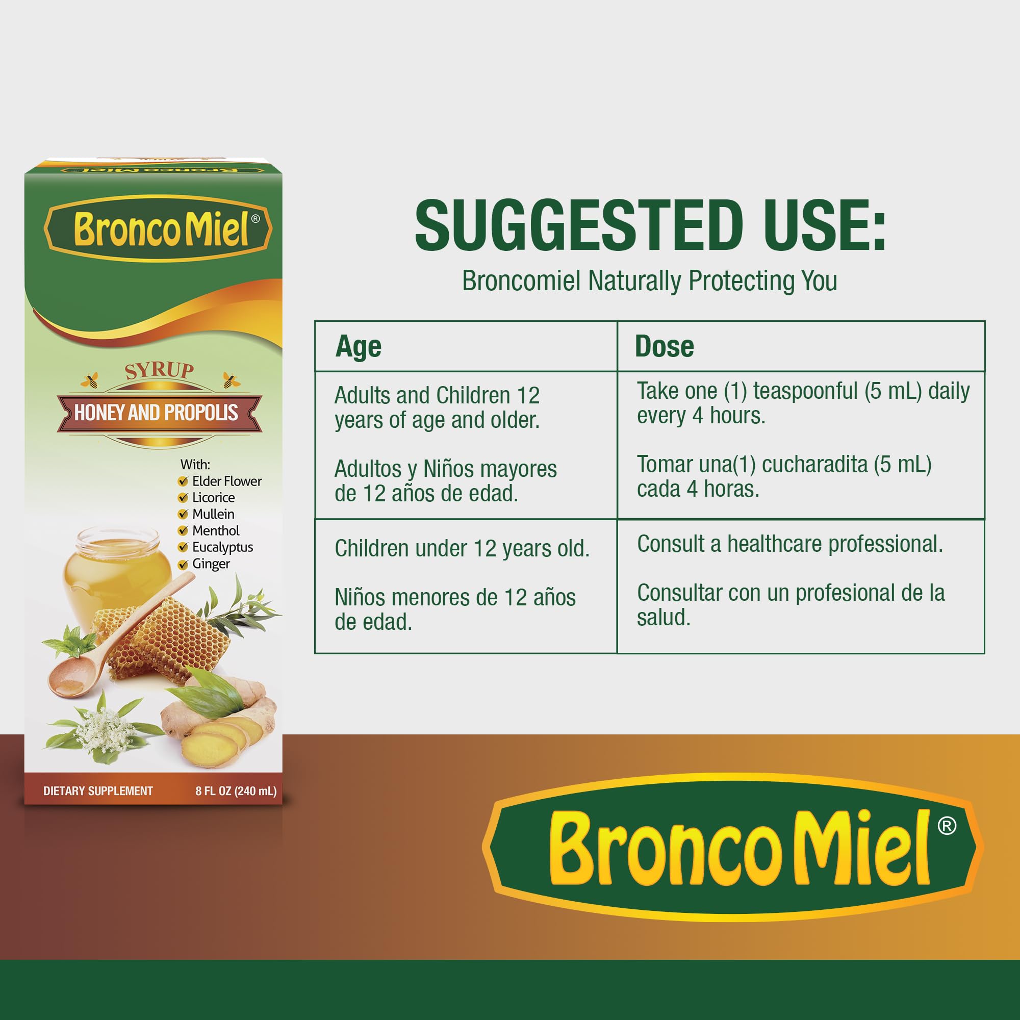 Uso diario de BRONCOMIEL para adultos, ideal en la rutina del día.