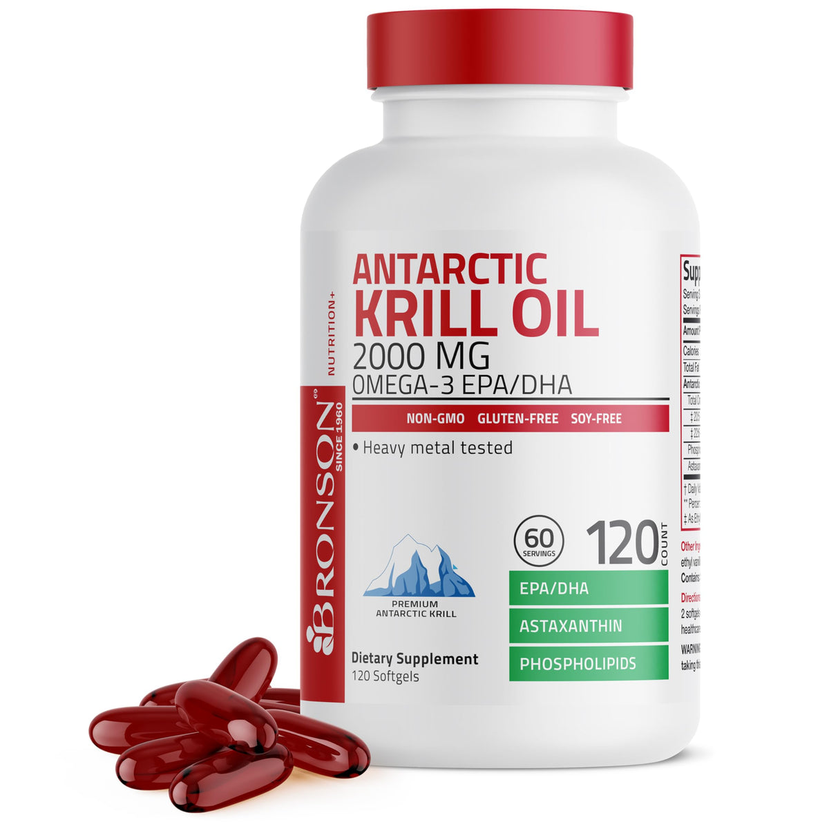 Bronson aceite de krill antártico 2000 mg en cápsulas para bienestar general.