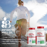 Bronson Aceite de Krill Antártico etiqueta informativa sobre Omega-3 y astaxantina.