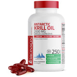 Bronson Aceite de Krill Antártico vertido de botella para dosis diaria.