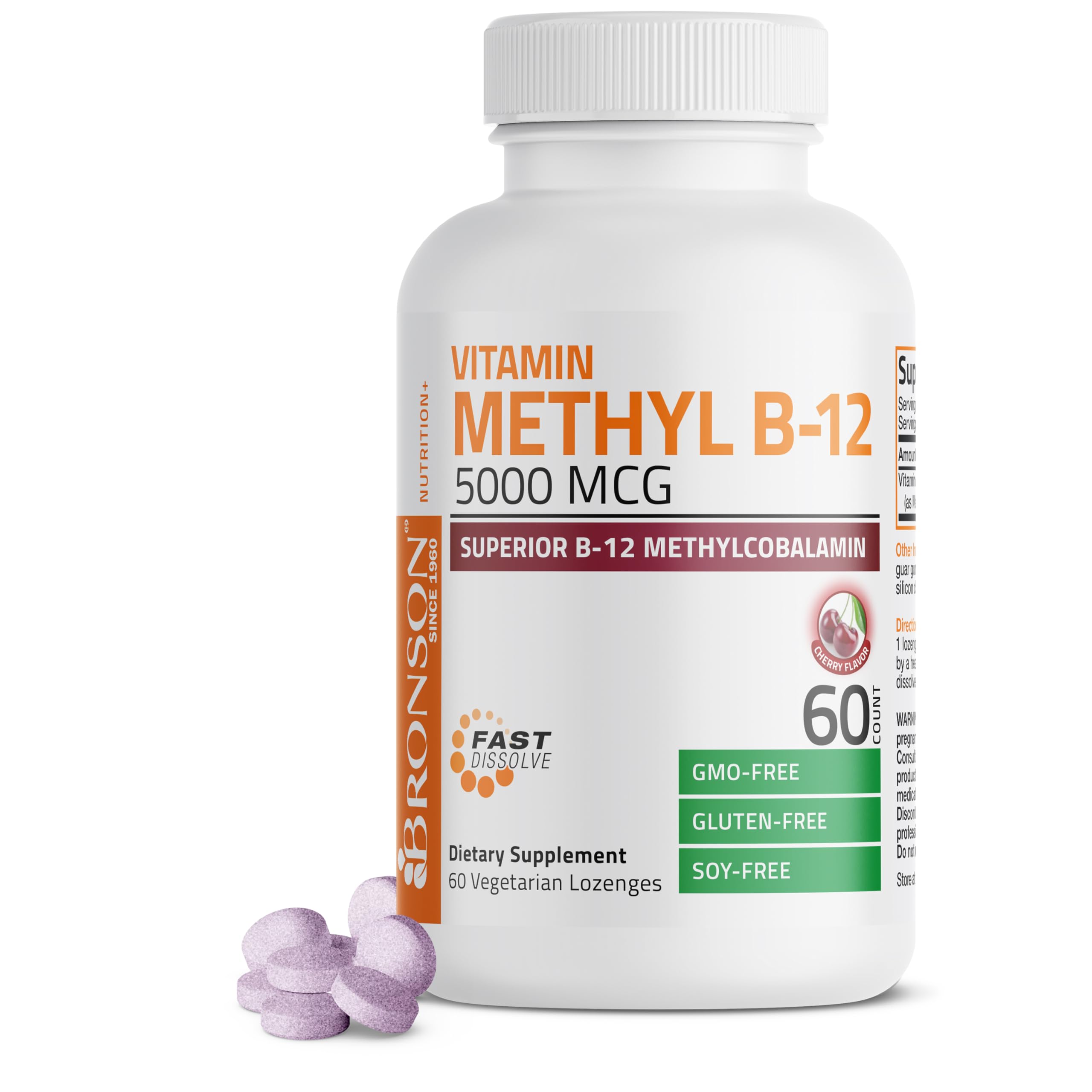 Bronson B12 metil 5000 mcg – cápsulas de disolución rápida para energía diaria.