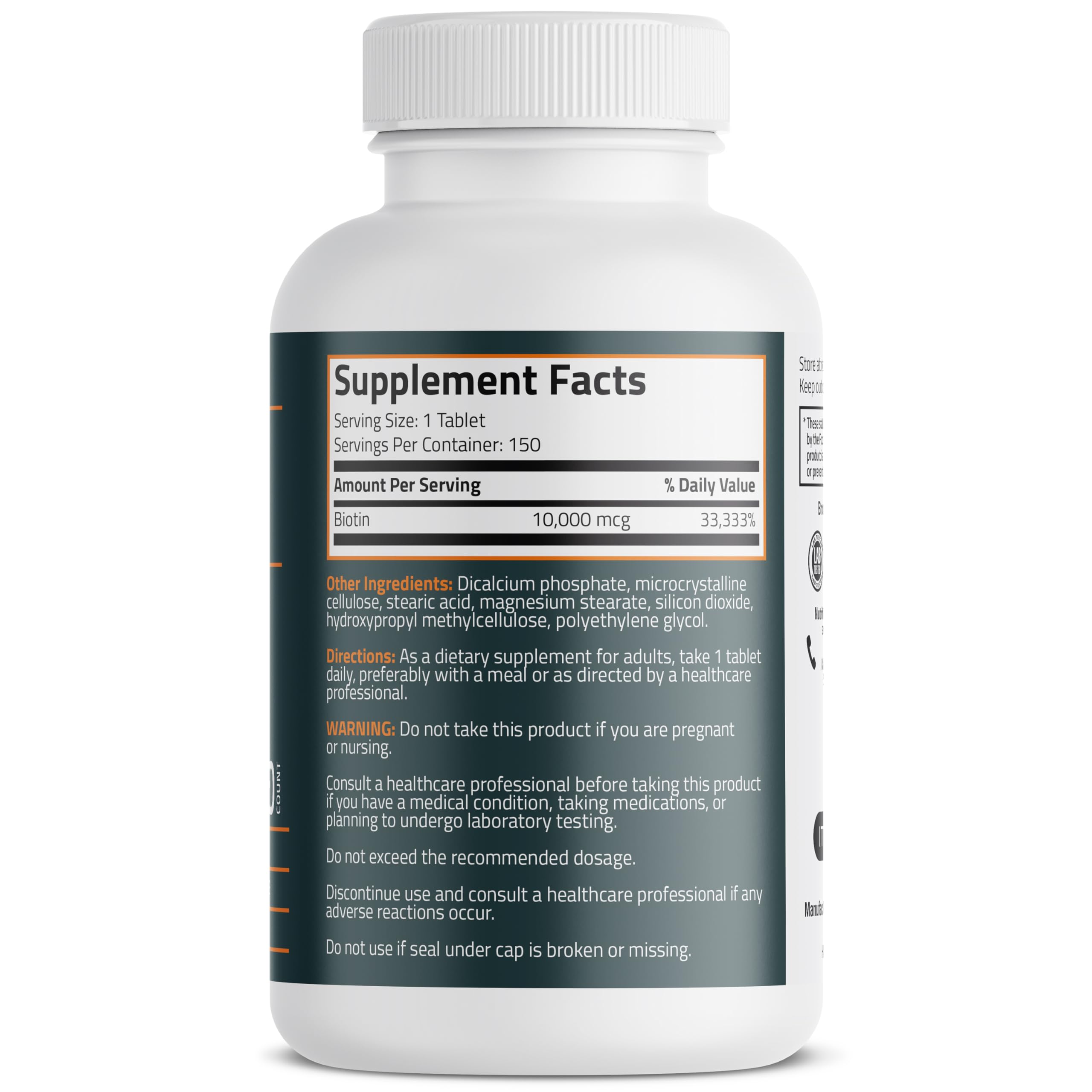 Bronson Biotina caja externa: empaque práctico para tu rutina de nutrientes.