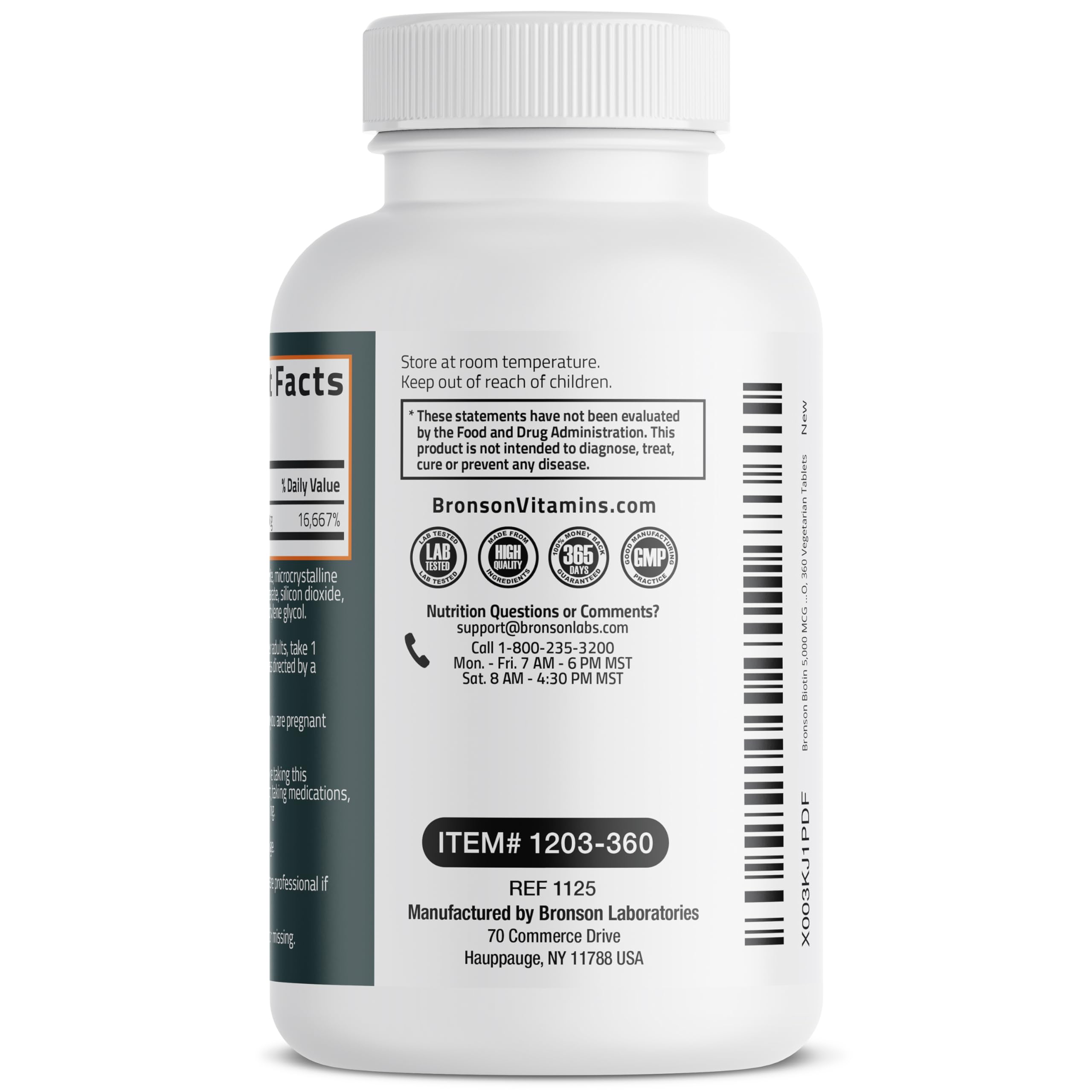 Bronson Biotina 5000 mcg fabricado en EE. UU. con control de calidad.