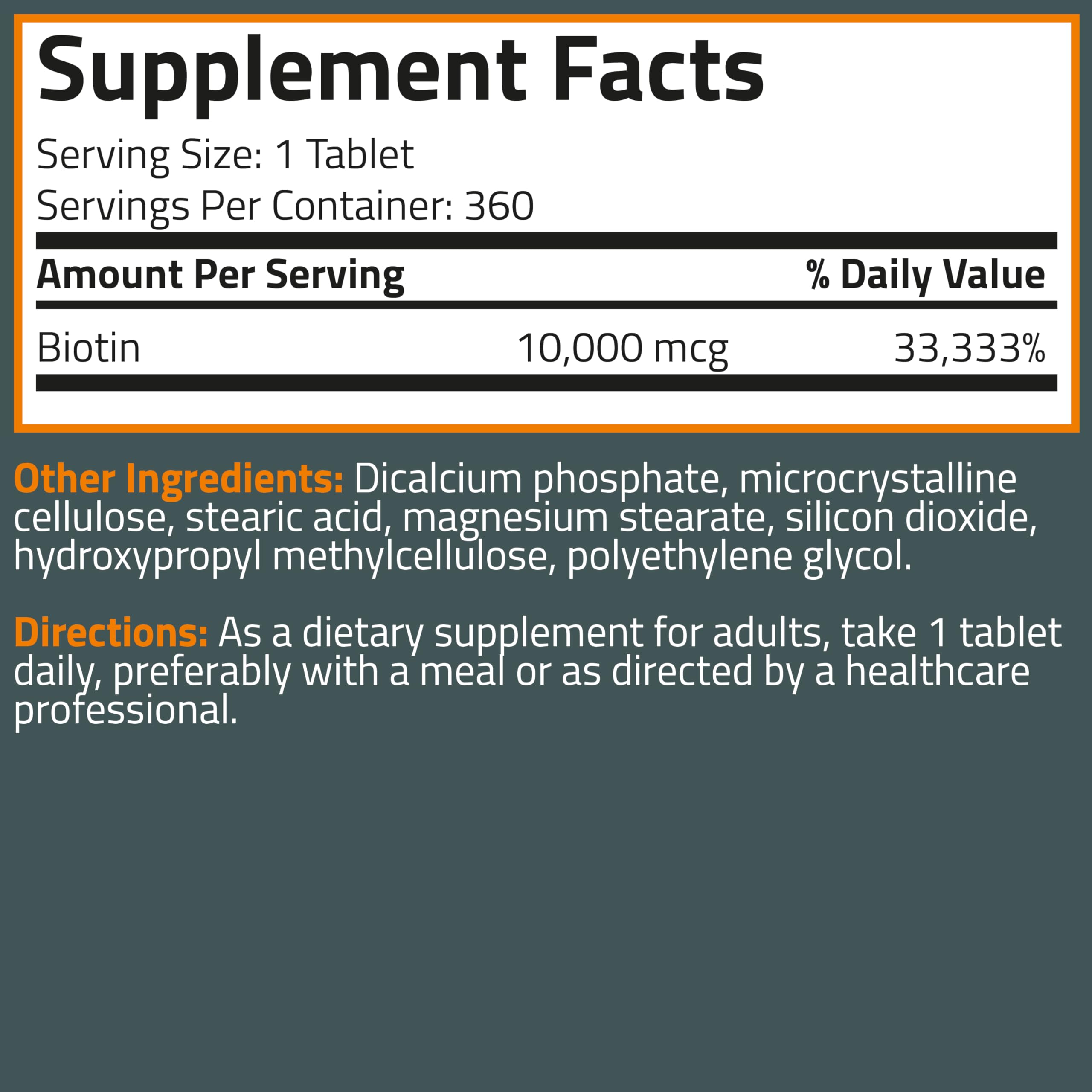Bronson Biotina notas nutricionales en la etiqueta: guía de uso.