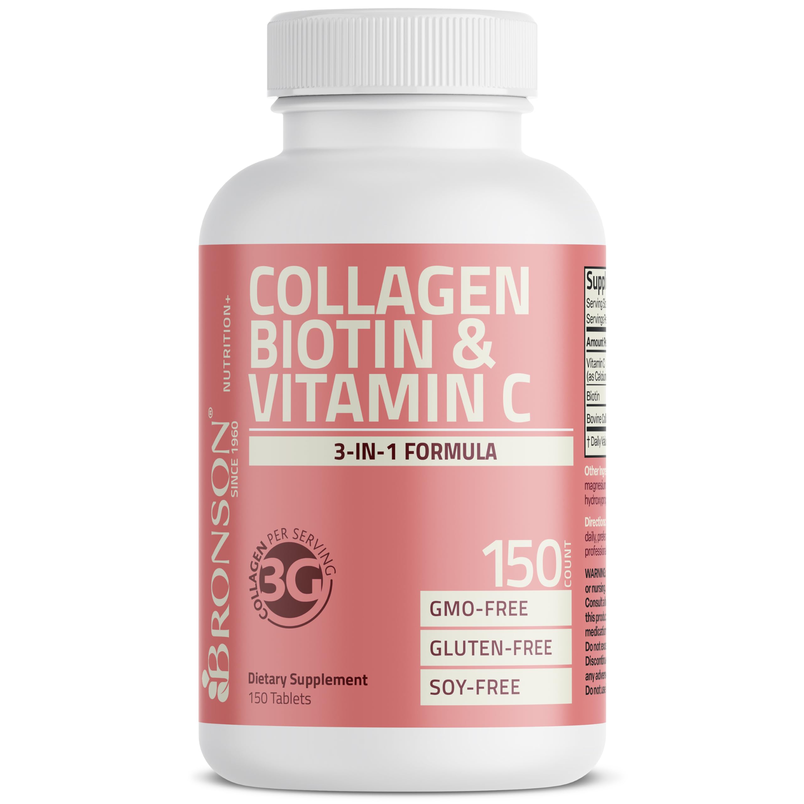 Manos sosteniendo la botella Bronson Collagen Peptides 3000mg