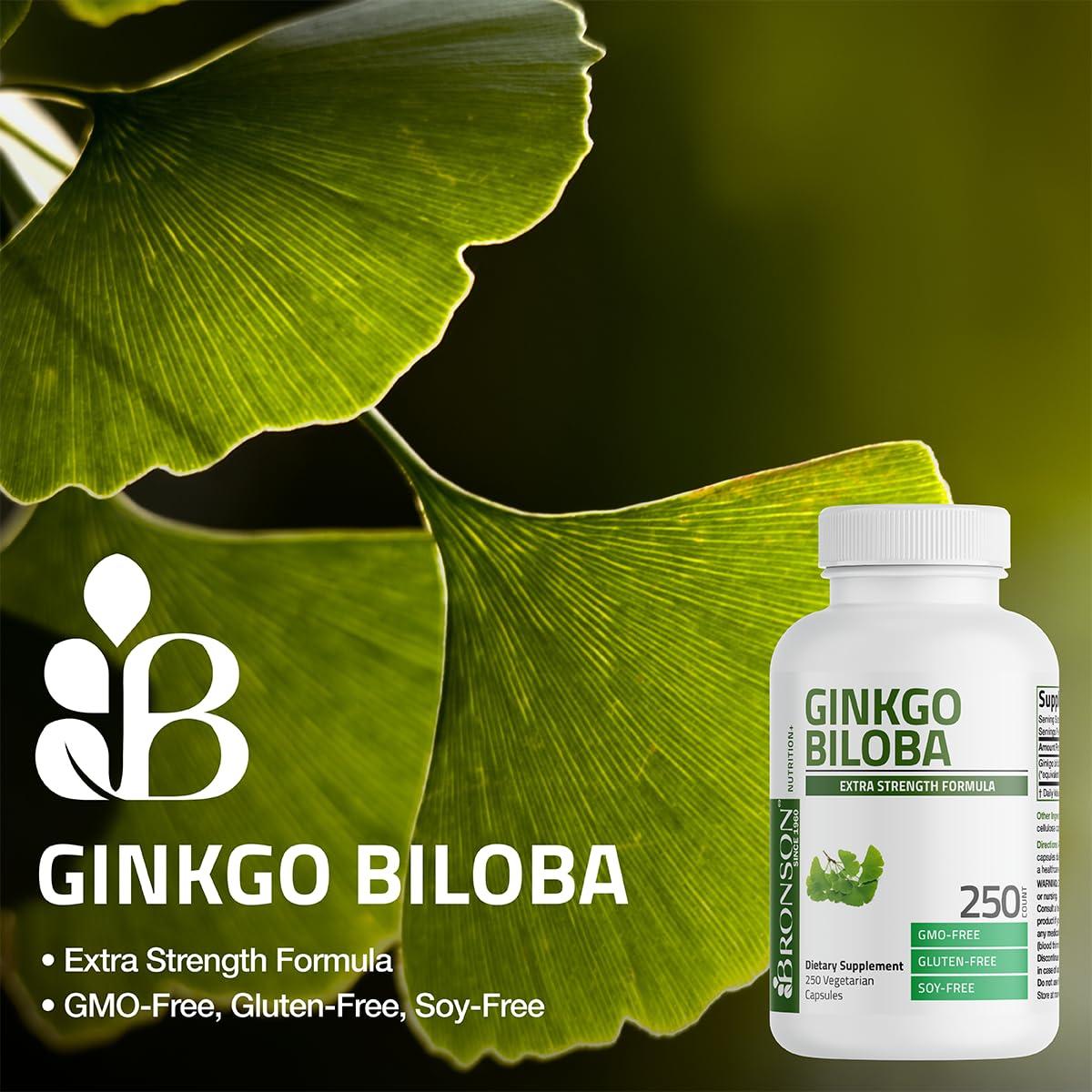 Bronson Ginkgo Biloba cápsulas vegetales aptas para vegetarianos
